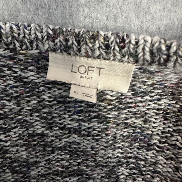 Loft Outlet Womens Sweater Womens XL Gray Marled Open Front Cardigan Grandmacore - Picture 5 of 6